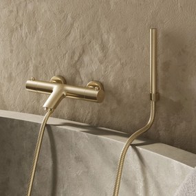 Saniclear Brass thermostatische opbouw badkraan met handdouche geborsteld messing / mat goud