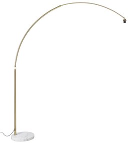 Booglamp messing met marmeren voet wit verstelbaar - XXL