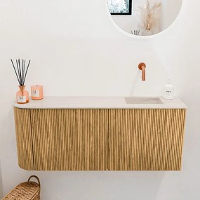 Mondiaz Joya DLux 100cm toiletmeubel ronding links oak met wastafel faye rechts zonder kraangat meli