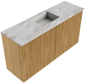 Mondiaz Joya DLux 80cm toiletmeubel oak met wastafel faye midden 1 kraangat glace