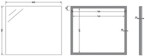 Sanituba Alu spiegel 80x70 Aluminium Geborsteld