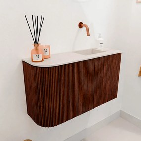 Mondiaz Joya DLux 70cm toiletmeubel ronding links ruby met wastafel faye rechts zonder kraangat meli