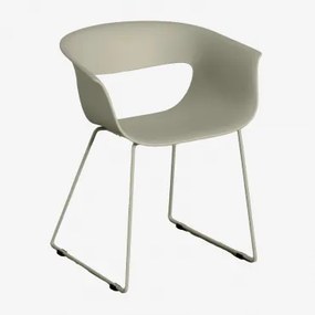 Set Van 2 Eetkamerstoelen Met Armleuningen Van Polypropyleen En Staal Alanys Groen – Salie - Sklum
