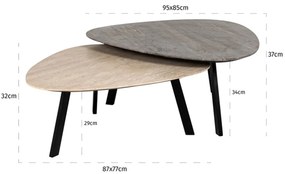 Richmond Interiors Spencer Kiezelvorm Salontafel Set Marmer - 95 X 85cm.