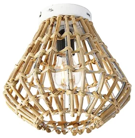 Landelijke plafondlamp bamboe met wit - Canna Diamond Landelijk E27 rond Binnenverlichting Lamp