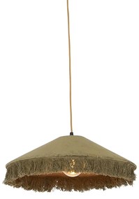 Retro hanglamp groen velours met franjes - Frills