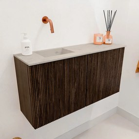 Mondiaz Joya DLux 80cm toiletmeubel walnut met wastafel faye links zonder kraangat opalo