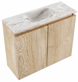 Mondiaz Ture DLux toiletmeubel 60cm washed oak met wastafel glace midden zonder kraangat