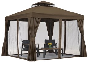 Tuinpaviljoen met klamboe en gordijnen Valencia 3x3 bruin Tuinpunt