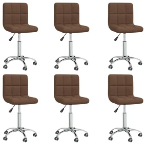 vidaXL Eetkamerstoelen draaibaar 6 st stof bruin