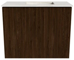 Mondiaz Joya DLux 50cm toiletmeubel walnut met wastafel faye rechts zonder kraangat ostra