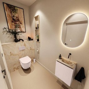 MONDIAZ TURE-DLUX 40cm toiletmeubel Rosee. EDEN wastafel Frappe positie rechts. Zonder kraangat. TUREDX40ROSR0FRA