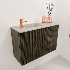 Mondiaz Joya DLux 60cm toiletmeubel shadow met wastafel faye links 1 kraangat opalo