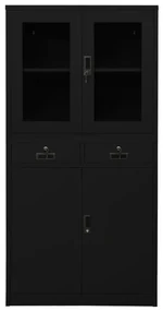 vidaXL Kantoorkast 90x40x180 cm staal en gehard glas zwart