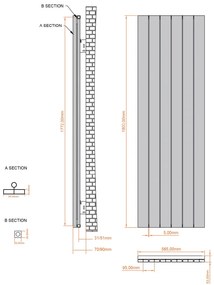 Eastbrook Charlton radiator 55x180cm aluminium 1661W antraciet