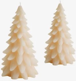 Set Van 2 Decoratieve Kerstkaarsen Eldor Tapioca Beige - Sklum