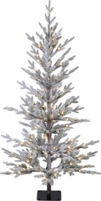 Snowy Jersey verlichte kunstkerstboom - 120 cm - Wit geflockt - Diameter 60 cm - 610 tips - 120 ledlampjes (warm wit) - Besneeuwd/Frosted