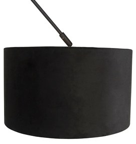 Stoffen Hanglamp zwart met velours kap zwart met goud 35 cm - Blitz Modern E27 cilinder / rond rond Binnenverlichting Lamp