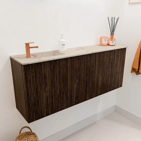 Mondiaz Joya DLux 100cm toiletmeubel walnut met wastafel faye links 1 kraangat frappe
