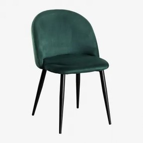 Set Van 4 Eetkamerstoelen Bekleed Met Kana Fluweel Jungle Groen & Zwart - Sklum