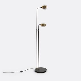 Vloerlamp met 2 armen, glas en metaal, Botello