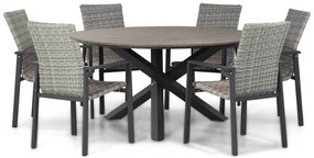 Tuinset Ronde Tuintafel/Rond 6 personen 150 cm Wicker Grijs  Lifestyle Garden Furniture Upton/Ancona