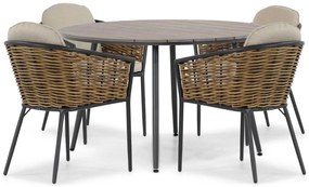 Tuinset Ronde Tuintafel 4 personen 125 cm Aluminium/wicker Grijs Lifestyle Garden Furniture Nice/Matale