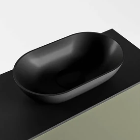 Mondiaz Fowy toiletmeubel 50cm army met zwarte waskom midden zonder kraangat