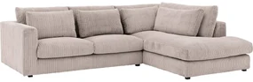 Goossens Bank Ravenia bruin, stof, 2,5-zits, stijlvol landelijk met chaise longue rechts