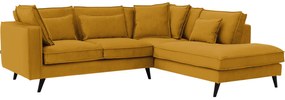 Goossens Bank Suite geel, stof, 2-zits, elegant chic met ligelement rechts