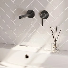 Brauer Stripe inbouw wastafelkraan ColdStart met rechte uitloop en rozetten model A1 gunmetal geborsteld PVD