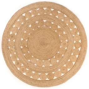 vidaXL Tapijt met ontwerp rond 210 cm gevlochten jute