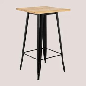 Vierkante Hoge Tafel 60x60 Cm In Lix-staal Houtbruin - Zwart - Sklum