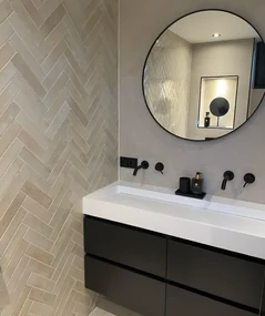 Fontana Elena badkamermeubel 120cm zwart met solid surface wastafel zonder kraangat