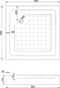 Mexen Rio vierkante douchecabine 80 x 80 cm, zwarte strepen, zwart + douchebak, wit - 860-080-080-70-20-4510
