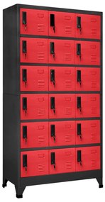 vidaXL Lockerkast 90x40x180 cm staal antracietkleurig en rood