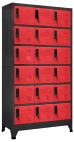 vidaXL Lockerkast 90x40x180 cm staal antracietkleurig en rood