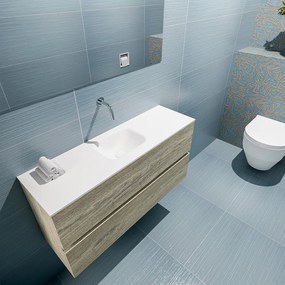 Mondiaz Ada 100cm toiletmeubel light brown grey met wastafel talc midden zonder kraangat