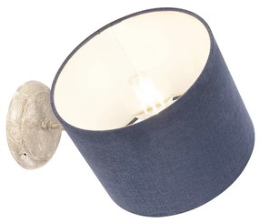 Stoffen Wandlamp cilinder kap 20 cm beige met blauw - Combi Classic Klassiek / Antiek E27 Binnenverlichting Lamp