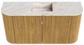 Mondiaz Joya DLux 85cm toiletmeubel ronding links/rechts oak met wastafel faye midden 1 kraangat frappe