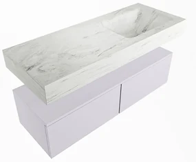 Mondiaz Alan DLux badmeubel 120cm cale 2 lades met wastafel opalo rechts 1 kraangat