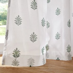 Glasgordijn in gebloemd katoen met ringen, Daya