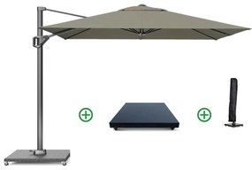 Zweefparasol  2.5x2.5m T1 (incl .voet + hoes) taupe Taupe-naturel-bruin Platinum Voyager