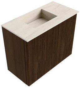 Mondiaz Joya DLux 50cm toiletmeubel walnut met wastafel faye links 1 kraangat meli