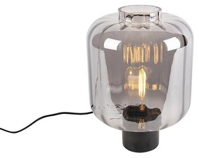 Design tafellamp zwart met smoke glas - Qara Design E27 cilinder / rond Binnenverlichting Lamp
