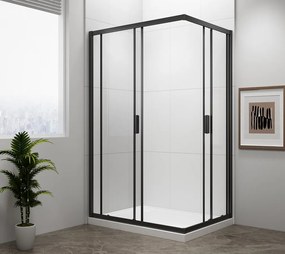 Polysan Easy Black rechthoekige douchecabine 90x80cm zwart mat