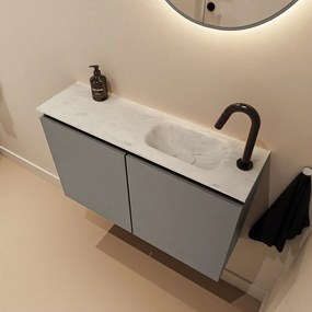 Mondiaz Ture DLux toiletmeubel 80cm smoke met wastafel opalo rechts met kraangat