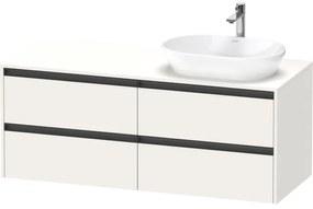 Duravit Ketho 2 wastafelonderbouwkast incl. consoleplaat met 4 laden voor waskom rechts 140x55x56.8cm met handgrepen antraciet wit supermat K24898R84840000