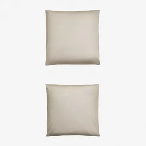 Pack Van 2 Kussenslopen Van 300-draads Satijn Sampras Naakt Beige & 60 X 60 Cm - Sklum