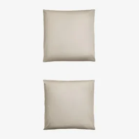Set Van 2 Sampras Satijnen Kussenslopen Met Een Draaddichtheid Van 300 Naakt Beige & 60 X 60 Cm - Sklum